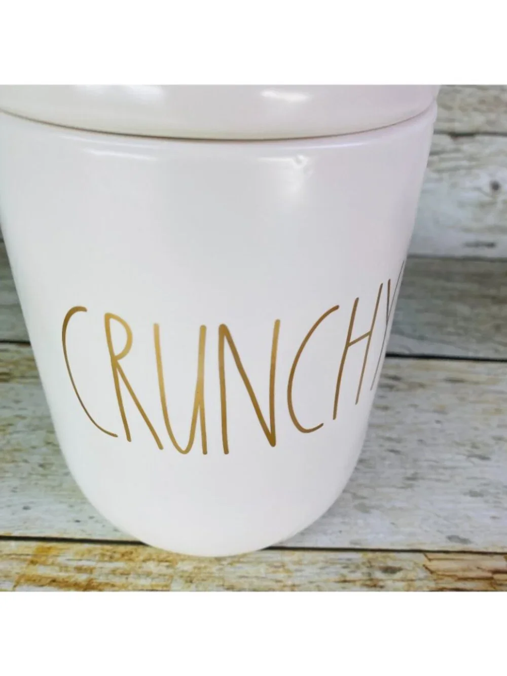 Rae Dunn CRUNCHY Artisan Collection By Magenta Typewriter Gold Letter Canister